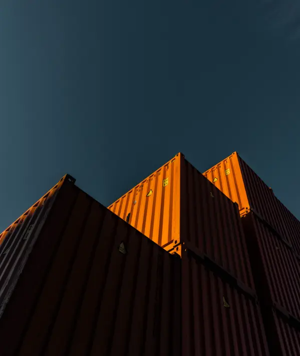 Stacked shipping containers
